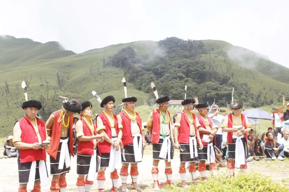 Southern Angami Culture Society (SACS) presenting a folksong during the Southern Angami Dzükou Expedition Day at Dzükou Valley on July 9.